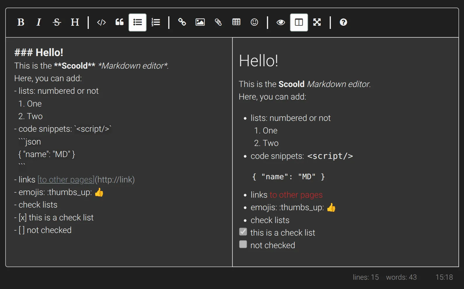 Markdown editor