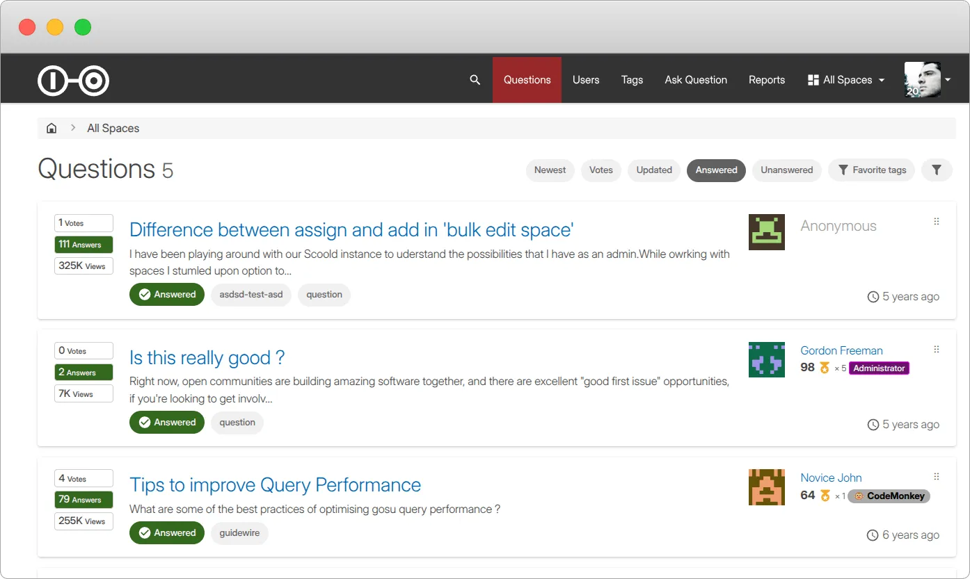 Scoold platform screenshot