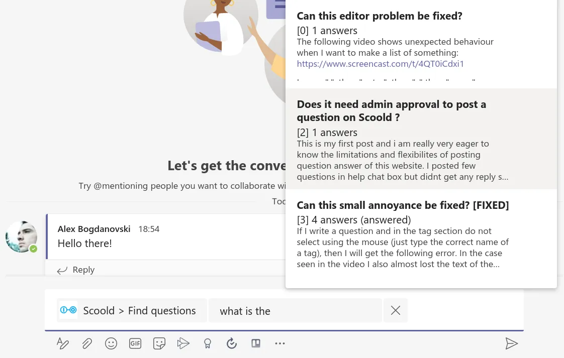 Integration screenshot - Search for questions, people or tags