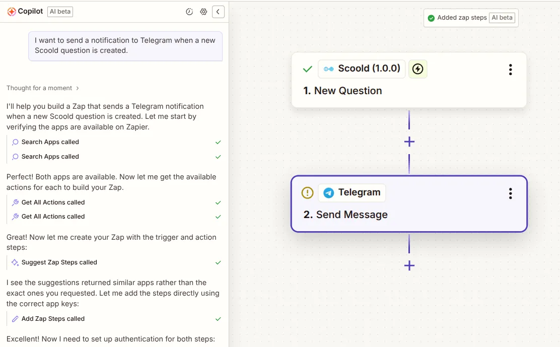 Integration screenshot - Use AI to generate complete Zapier integrations